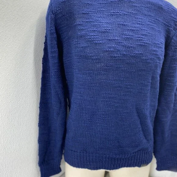 Brooksfield Men’s Slub Wool Crew Neck Knit Sweater – Navy, Size M - Picture 10 of 12